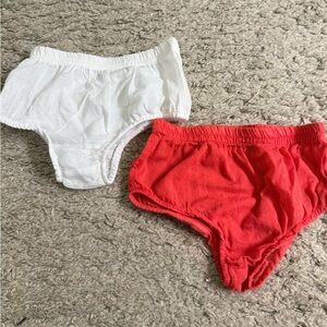 Bright Red & White Elastic Waistband Bloomers Diaper Covers Set - 24-36 months
